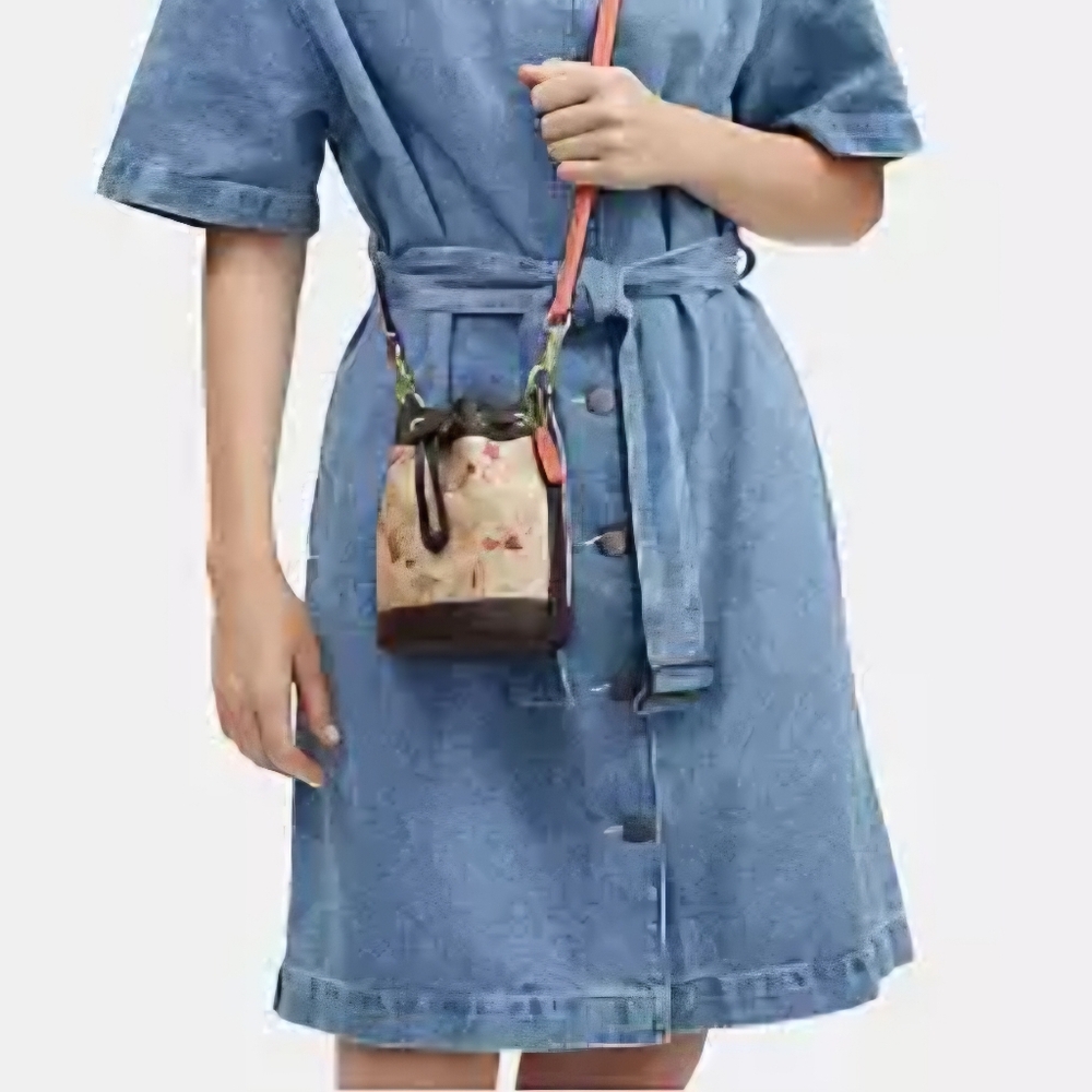 COACH Bags Mini Dempsey Bucket Bag in Signature Canvas with Heart And Star Print - Picture 7 of 11